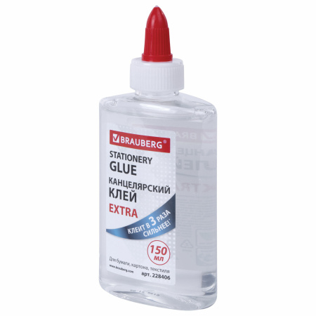 Клей канцелярский EXTRA BRAUBERG, 150 мл, с дозатором, 228406 - Клей канцелярский