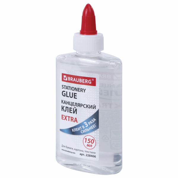Клей канцелярский EXTRA BRAUBERG, 150 мл, с дозатором, 228406 - Клей канцелярский