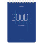Блокнот А5 (146х206 мм), 80 л., гребень, картон, жесткая подложка, клетка, BRAUBERG, "Good Luck", 114384 - Блокноты