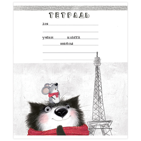 Тетрадь 18 л. ПЗБМ клетка, выборочный лак, "КОТ МАТИС" (5 видов), 019259 - Тетради 12-24 листов