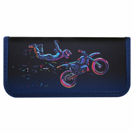 Пенал ПИФАГОР, 1 отделение, ламинированный картон, 19х9 см, "Moto style", 271506 - Пеналы каркасные