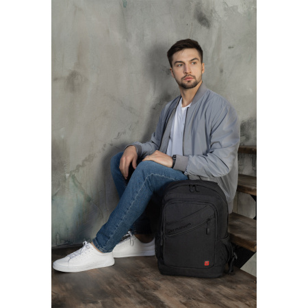 Рюкзак GERMANIUM "S-09" универсальный, с отделением для ноутбука, уплотненная спинка, черный, 44х30х14 см, 226956 - Рюкзаки с отделением для ноутбука