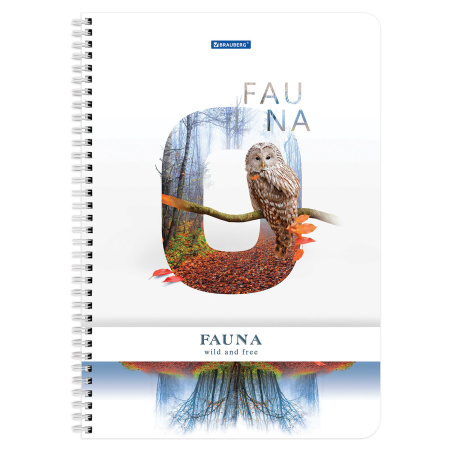 Тетрадь А4, 96 л., BRAUBERG, гребень, клетка, обложка картон, "Fauna", 404058 - Тетради формата А4