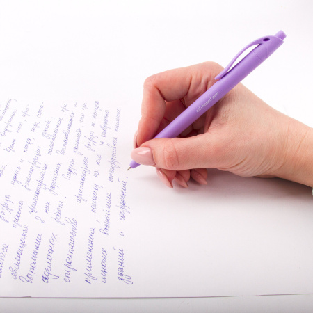 Ручка шариковая масляная автоматическая BRAUBERG "FRUITY Pastel", СИНЯЯ, корпус soft-touch, узел 0,7 мм, линия письма 0,35 мм, 142959, 1 шт, OBPR323 - Ручки шариковые автоматические