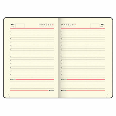 Ежедневник недатированный А5 (138х213 мм), BRAUBERG VISTA, под кожу, гибкий, 136 л., "Noir", 112009 - Ежедневники с покрытием "под кожу и ткань"