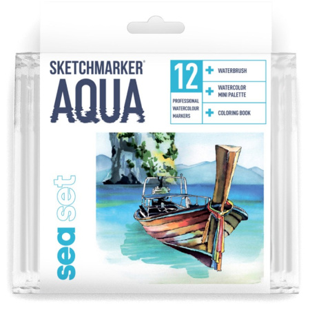 Набор акварельных маркеров SKETCHMARKER "Aqua Pro" Sea Set 12 цв
