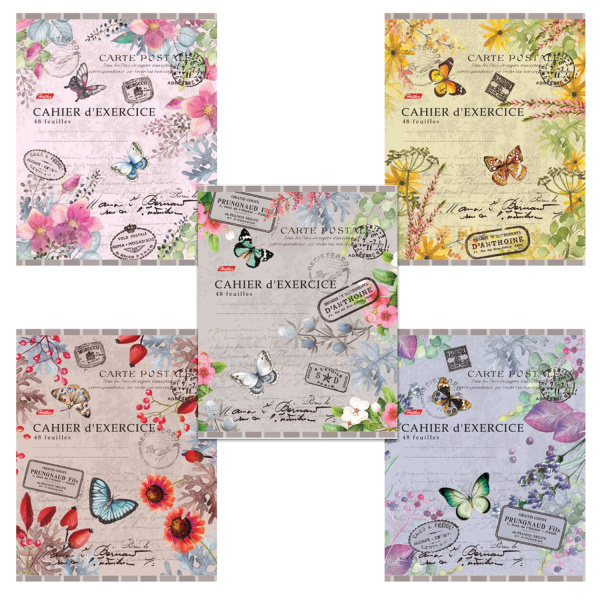 Тетрадь А5, 48 л., HATBER, скоба, клетка, фактурное тиснение, "SALUT, FRANCE!", 1 шт, 48Т5тВ1, T242858