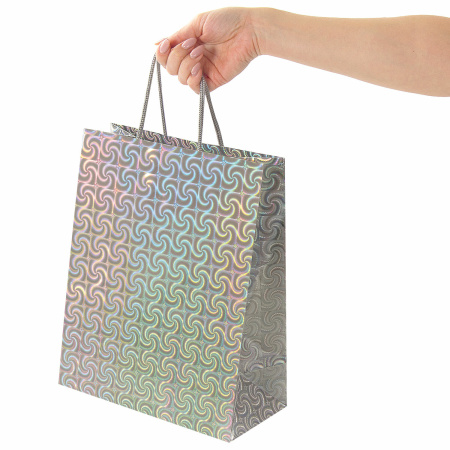Пакеты подарочные 26x12,7x32,4 см, ЗОЛОТАЯ СКАЗКА голография, ассорти, 10 штук - Подарочные пакеты