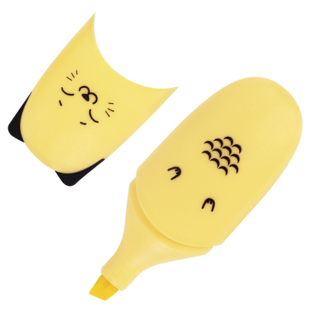 Текстовыделитель мини BRAUBERG KIDS "CUTE CATS PASTEL", АССОРТИ В ПЛАСТИКОВОЙ БАНКЕ, линия 1-5 мм, 152434. - Текстовыделители