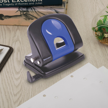 Дырокол металлический BRAUBERG "Office-Expert", до 25 листов, черно-синий, 228604 - Дыроколы настольные