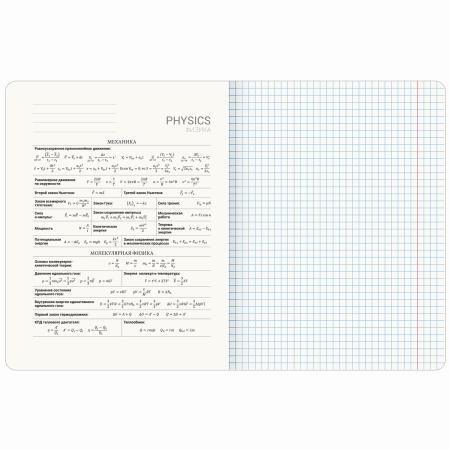 Тетрадь предметная "PASTEL" 48 л., SoftTouch, фольга, ФИЗИКА, клетка, BRAUBERG, 404319 - Тетради предметные