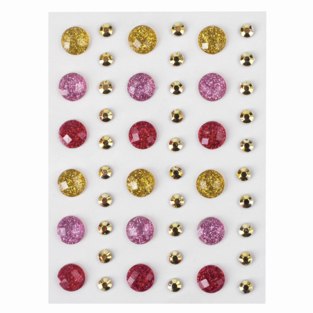 Стразы самоклеящиеся "КРАСКИ ЛЕТА", 6-10 мм, 48 штук, ассорти, на подложке, ОСТРОВ СОКРОВИЩ, 662231 - Стразы для творчества