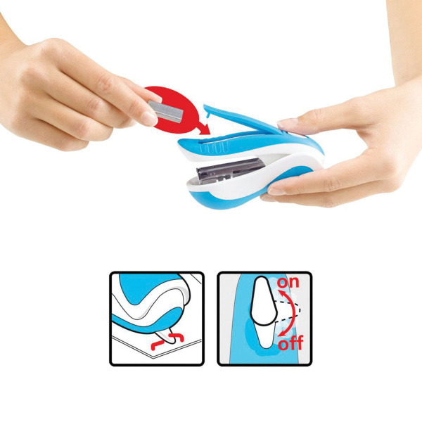 Степлер №10 MAPED (Франция) "Ergologic", до 15 листов, с контейнером для скоб и антистеплером, ассорти, 352211 - Степлеры настольные