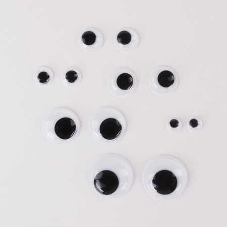 Глазки для творчества самоклеящиеся, вращающиеся, черно-белые, ассорти, 36 шт., ОСТРОВ СОКРОВИЩ, 661314 - Глазки для творчества