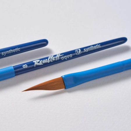Кисть Roubloff aqua синтетика коричневая даггер №8 серия Blue dagger - Кисти художественные из синтетического волоса