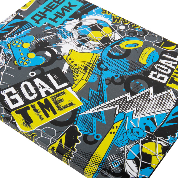 Дневник 5-11 класс 48 л., твердый, BRAUBERG, глянцевая ламинация, с подсказом, "Goal Time", 106397 - Дневники для старших классов