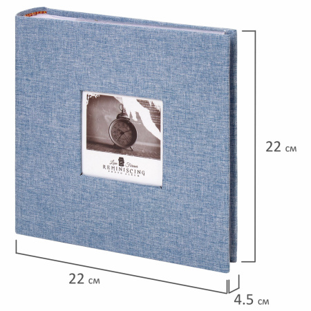 Фотоальбом BRAUBERG "Джинс" на 200 фото 10х15 см, ткань, бумажные страницы, переплет, бокс, 391173 - Фотоальбомы
