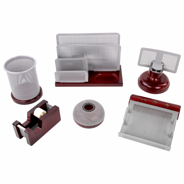 Набор настольный GALANT "Wood&Metal", 6 предметов, красное дерево и никелированный металл, 230876 - Настольные наборы и аксессуары из дерева