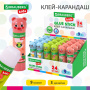 Клей-карандаш "Зверята: кошка, мышка, хрюшка", 9 г, фигурный колпачок, BRAUBERG KIDS, 271138 - Клей-карандаш