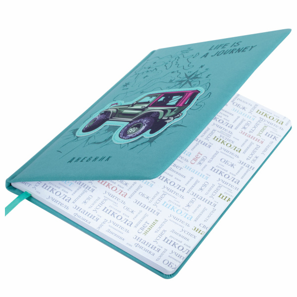 Дневник 1-11 класс 48 л., кожзам (твердая с поролоном), тиснение аппликация, BRAUBERG, "ДЖИП", 105977 - Дневники универсальные