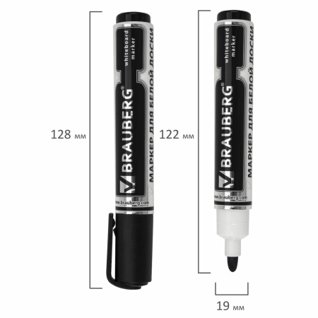 Маркер стираемый для белой доски ЧЕРНЫЙ, BRAUBERG "Neo", ЧЕРНЫЙ, с клипом, 5 мм, 150487 - Маркеры для досок