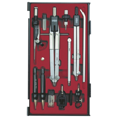 Готовальня профессиональная KOH-I-NOOR, 13 предметов, пластиковый пенал, 09452B0000PE - Циркули и готовальни