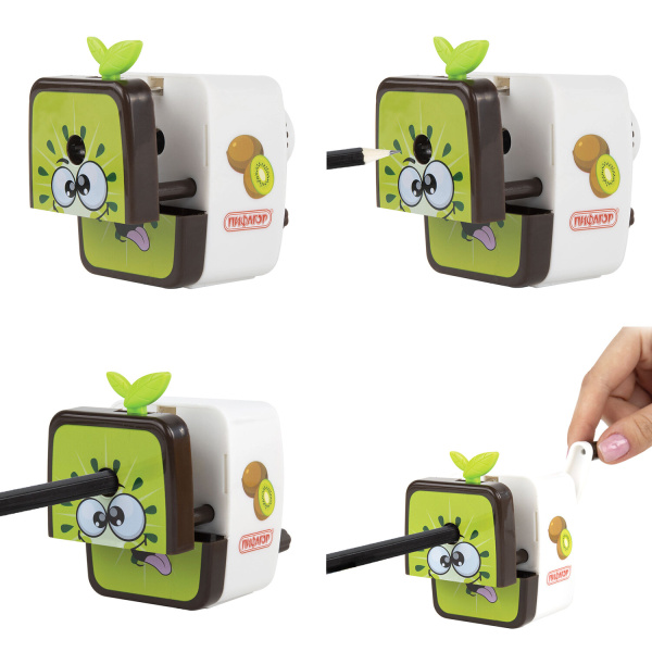 Точилка механическая ПИФАГОР "Киви", корпус белый/салатовый, 270428 - Точилки механические