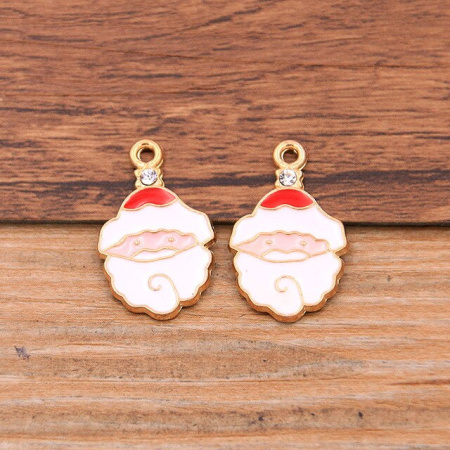 Металлическая подвеска с эмалью "Дед Мороз" (без стразика), размер 24*15 мм, 3 шт