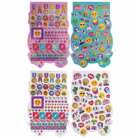 Альбом со сверкающими наклейками "Смайлики", 4 листа, более 250 шт., склейка, ЮНЛАНДИЯ, 662699 - Наклейки