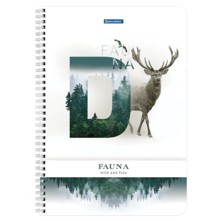 Тетрадь А4, 96 л., BRAUBERG, гребень, клетка, обложка картон, "Fauna", 404058 - Тетради формата А4