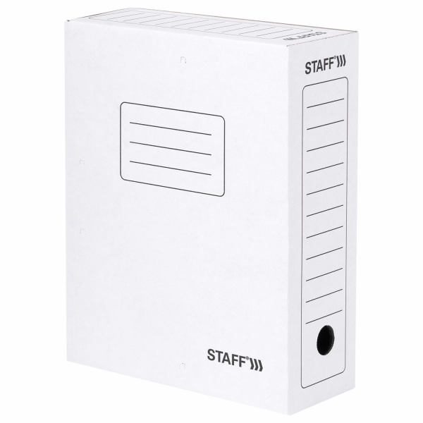 Папка архивная с завязками А4 (325х250 мм), 100 мм, до 900 листов, микрогофрокартон, БЕЛАЯ, STAFF, 128874 - Накопители документов