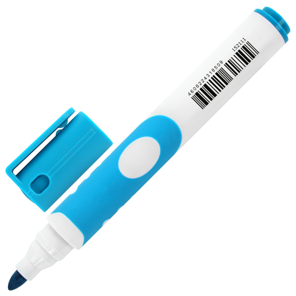 Маркер стираемый для белой доски СВЕТЛО-ГОЛУБОЙ, BRAUBERG "SOFT", 5 мм, резиновая вставка, 152111 - Маркеры для досок