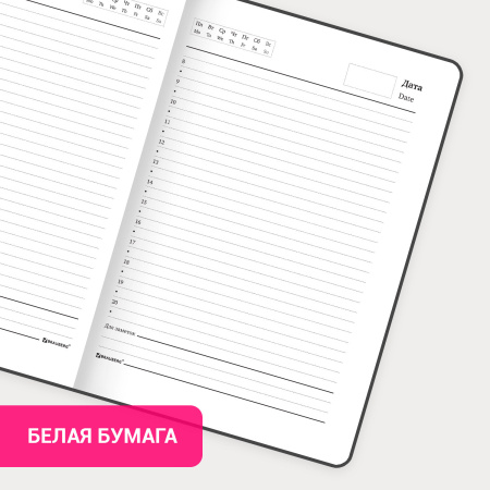 Ежедневник недатированный с резинкой А5 (145х203 мм), BRAUBERG, твердый, фольга, 128 л., "Almond", 114568 - Ежедневники с твердой обложкой