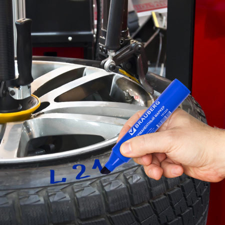 Маркер перманентный BRAUBERG "JUMBO", СИНИЙ, ШИРОКАЯ ЛИНИЯ ПИСЬМА, скошенный наконечник, 3-10 мм, 151225 - Маркеры перманентные