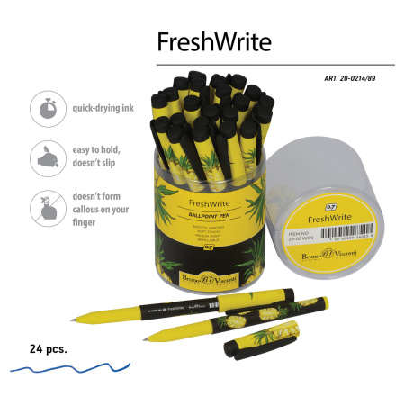 Ручка шариковая BRUNO VISCONTI FreshWrite, СИНЯЯ, "Ананас", узел 0,7 мм, линия письма 0,5 мм, 20-0214/89 - Ручки шариковые неавтоматические