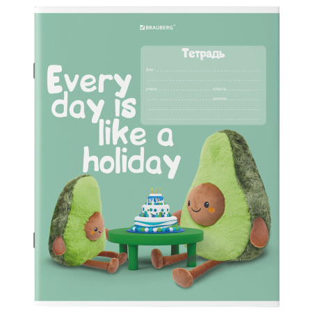 Тетрадь 18 л. BRAUBERG клетка, обложка картон, "ПЛЮШЕВЫЙ АВОКАДО", 106477 - Тетради 12-24 листов