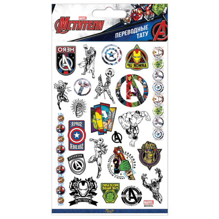 Наклейки-тату переводные АССОРТИ, ЦВЕТНЫЕ, 11х20 см, PRIORITY - Наклейки