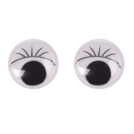 Глазки для творчества, вращающиеся, черно-белые, с ресницами, 18 мм, 20 шт., ОСТРОВ СОКРОВИЩ, 661328 - Глазки для творчества