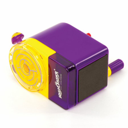 Точилка механическая ЮНЛАНДИЯ "Лабиринт", для чернографитных и цветных карандашей, крепление к столу, корпус фиолетовый, 228478 - Точилки механические