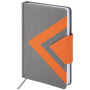 Ежедневник недатированный А5 138x213 мм BRAUBERG "Waves" под кожу, застежка 160 л., серый/оранжевый, 111877 - Ежедневники с покрытием "под кожу и ткань"