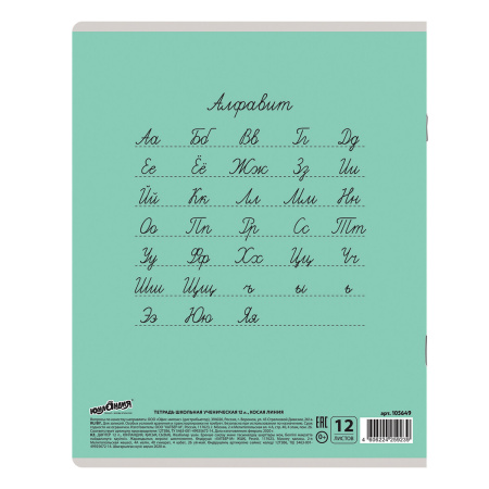 Тетрадь 12 л. ЮНЛАНДИЯ КЛАССИЧЕСКАЯ, косая линия, обложка картон, АССОРТИ 5 видов.105649 - Тетради 12-24 листов