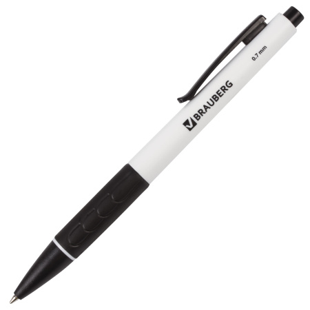 Ручка шариковая автоматическая с грипом BRAUBERG "Klasse", СИНЯЯ, корпус ассорти, узел 0,7 мм, линия письма 0,35 мм, 140588 - Ручки шариковые автоматические