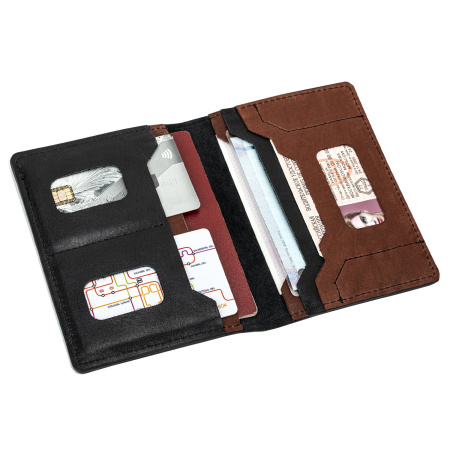 Обложка для паспорта и документов 7 в 1 натуральная кожа, без тиснения, черная, BRAUBERG, 238196 - Обложки для паспорта