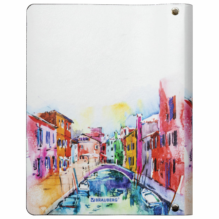 Тетрадь на кольцах А5 (180х220 мм), 80 листов, под кожу, клетка, BRAUBERG VISTA, Travel, 112136 - Тетради на кольцах и сменные блоки к ним