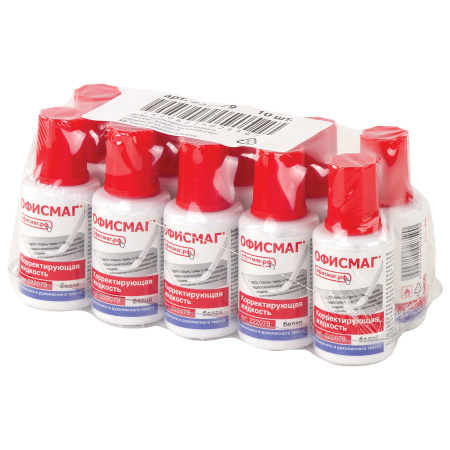 Корректирующая жидкость ОФИСМАГ, быстросохнущая, 20 мл, с кисточкой, 222079 - Корректирующие жидкости