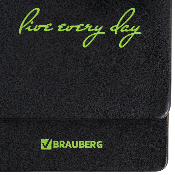 Планинг датированный 2024 305х140 мм BRAUBERG "Chameleon", под кожу, черный/зеленый, 114819 - Планинги