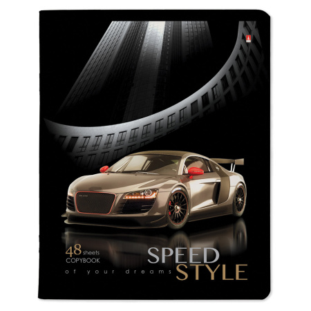 Тетрадь А5 48л. АЛЬТ скоба, клетка, глянцевый лак, "Машина. Жажда скорости" (5 видов), 7-48-432 - Тетради 40-48 листов