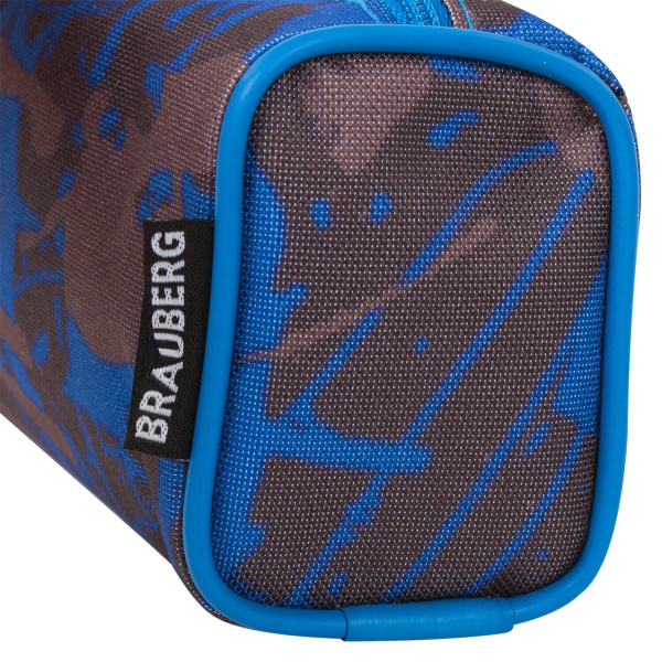 Пенал-косметичка BRAUBERG полиэстер, серый/голубой, "Элемент", 21х6х8 см, 223905 - Пеналы мягкие