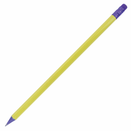 Карандаш чернографитный ЮНЛАНДИЯ, 1 шт., НВ, пластиковый, корпус ассорти, с ластиком, 181446 - Карандаши чернографитные