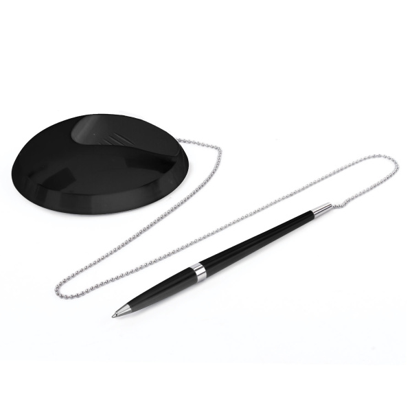 Ручка шариковая настольная BRAUBERG "Стенд-Пен Блэк2", СИНЯЯ, цепочка, корпус черный, линия письма 0,5 мм, 141347 - Ручки шариковые на подставке